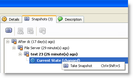 Branched Snapshot VirtualBox