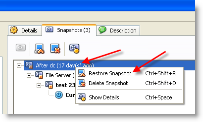 Branched Snapshot VirtualBox