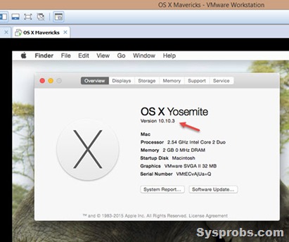 updated OS X 10.10.3 on Vmware