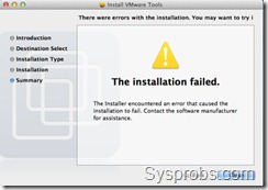 failed vmware tools installation