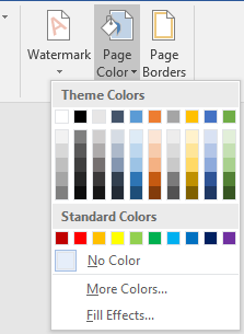 ms word page color