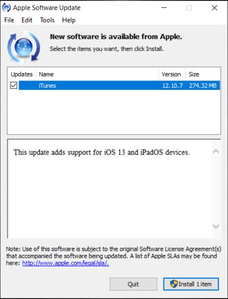 itunes update for windows 10