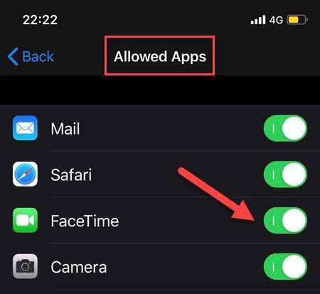 Allow Facetime App