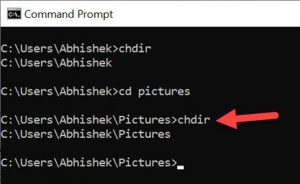 chdir command in cmd