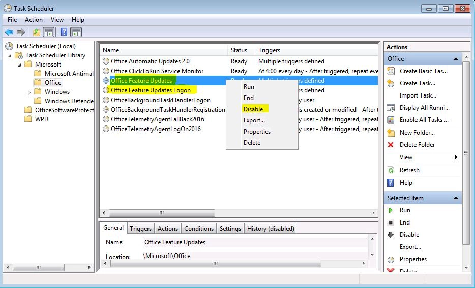 Disable Microsoft Office Feature Updates With The Help Of Task Scheduler