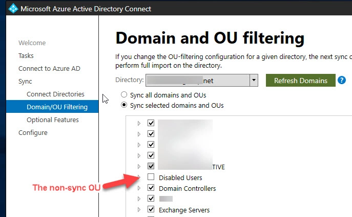 Creating Non Sync OU