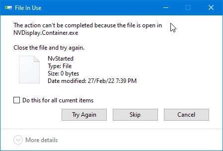 Error In Deleting The Files