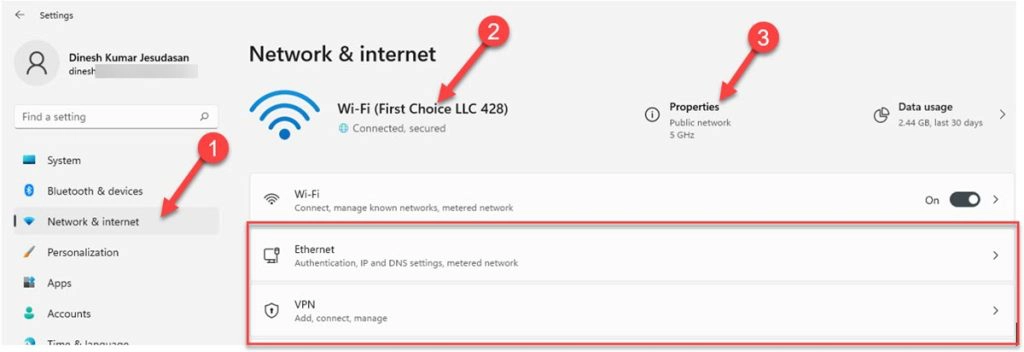 Network Properties In Windows 11