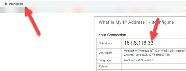 Visiting Ifconfig Website