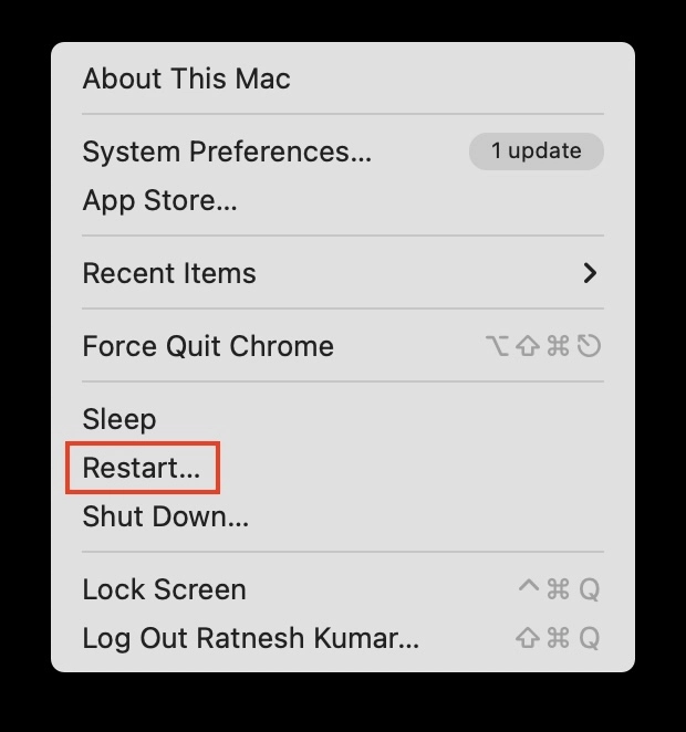 Restart Mac