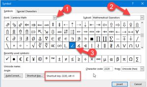 How to Insert Angle Symbol in MS Word 365, 2021/2019 (All Versions)