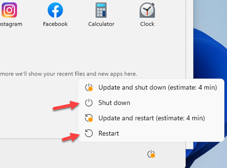 Shutdown Without Installing Updates