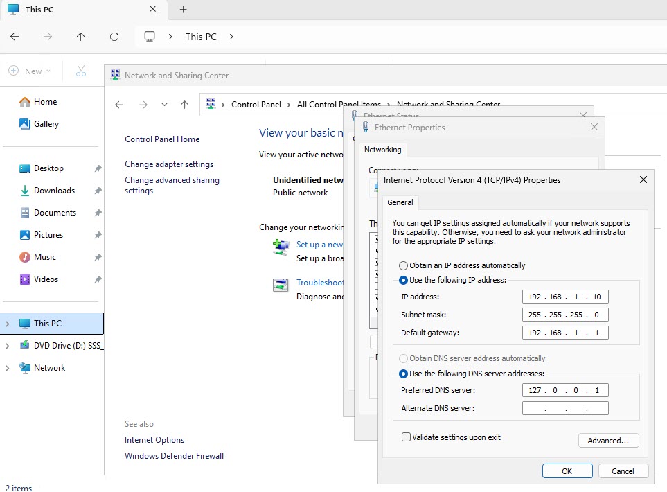 Static IP Windows 2025