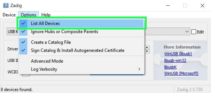 zadig driver fix