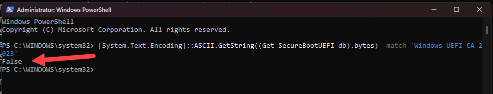 Securboot Powershell Command