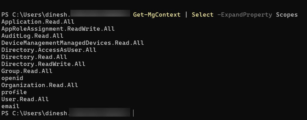 Successfully connected to msgraph